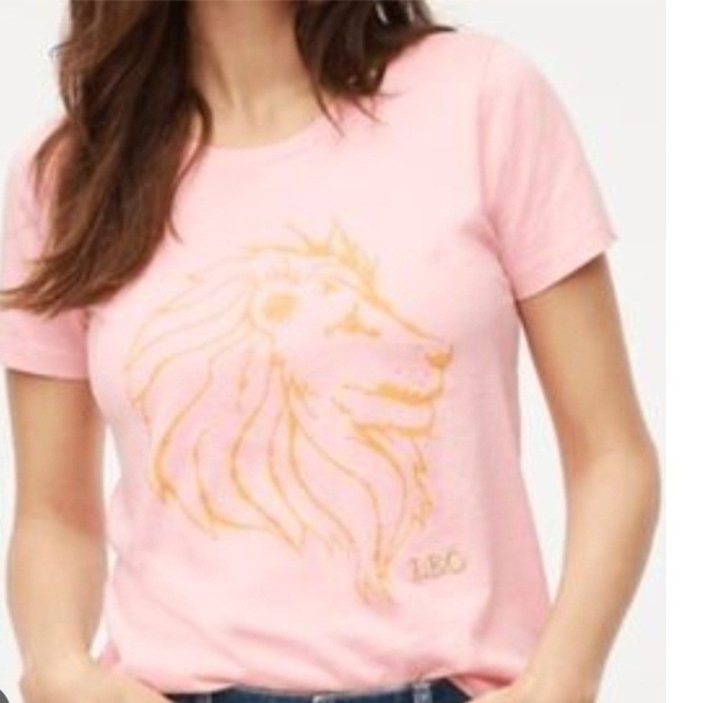 J.Crew Collector Tee Womens XS Pink Leo Zodiac Lion Graphic T-Shirt NEW $50
